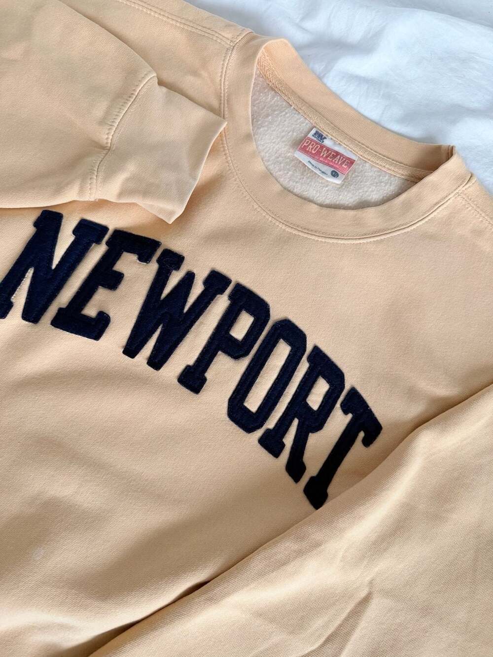 MV Sport Pro-Weave Newport College Crewneck Sweatshirt XL Yellow Navy